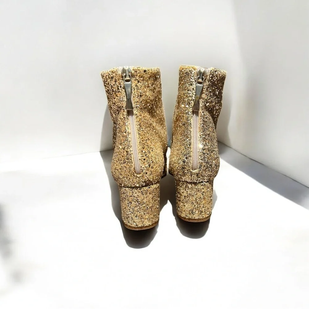 🌻Kate Spade Junelle Gold Glitter Booties | Women's Size 6.5